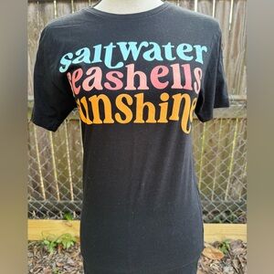 Love in Faith Saltwater Seashells Sunshine Black Graphic women’s Tee